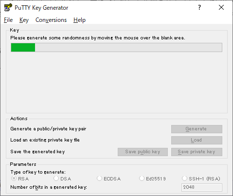 PuTTY Key Generator 鍵生成